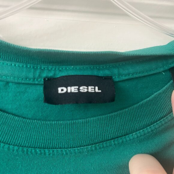 Diesel Green Logo Patchwork T-Shirt Size L Graphic Streetwear Tee - Picture 3 of 7